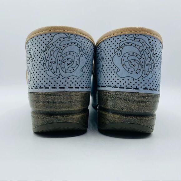Dansko Suede Perforated Floral Clogs - Picture 3 of 6
